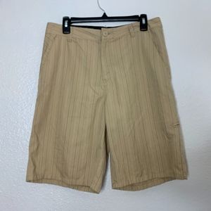 Wise Guy Mens Shorts Pinstripe Sz 30 Tan W Navy Bl